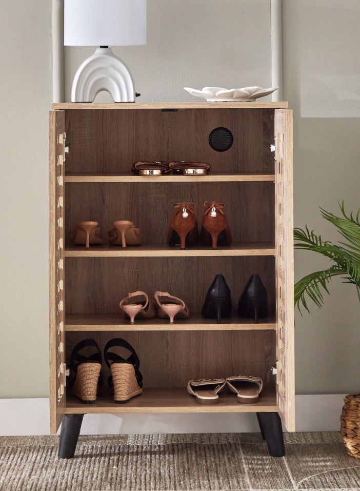 Home Box Belford 12-Pair Shoe Cabinet with 2 Doors , 3 shelves , Engineered Wood With Foil Veneer,Brown - Image 3